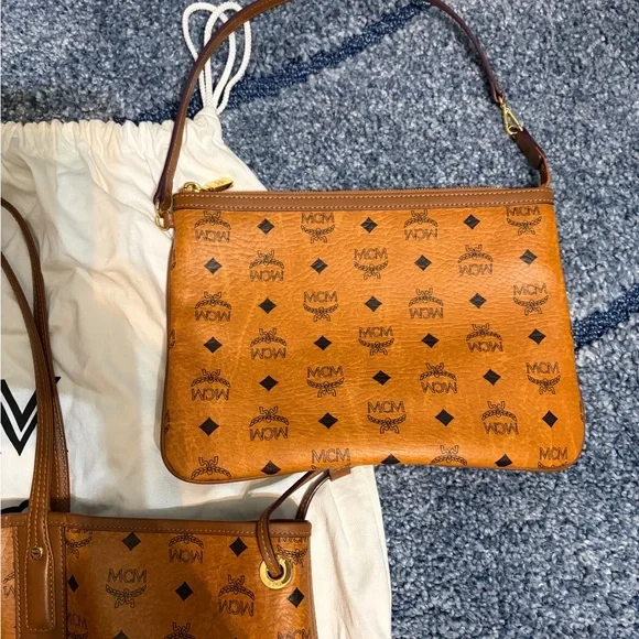 MCM Brown Logo Tote and Crossbody Set - Picture 3 of 5